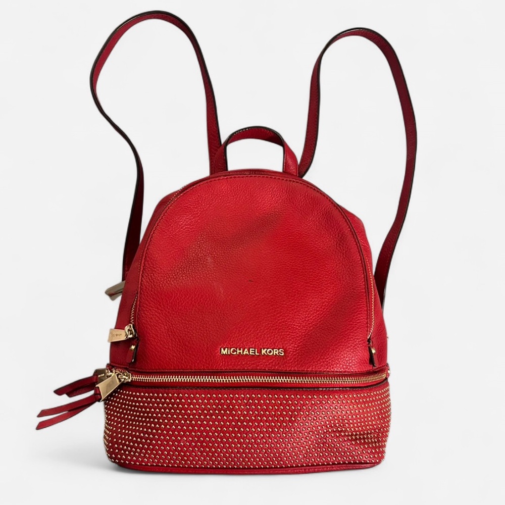 Michael Kors Cherry Red Studded Backpack